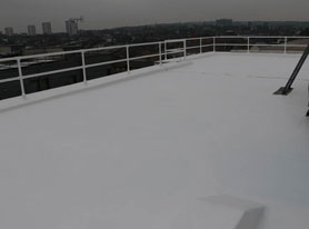 Asphalt roof with Solar Reflective coating